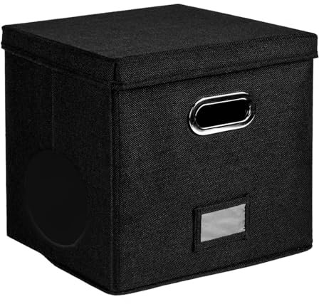 LP Records Caja de almacenamiento de vinilo, cajas de almacenamiento apilables para discos de vinilo con tapa y asa, caja de almacenamiento de discos de vinilo LP de 12 pulgadas con capacidad para