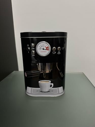 Genérico Scatola metrale retrò con motivo caffettiera (nero)