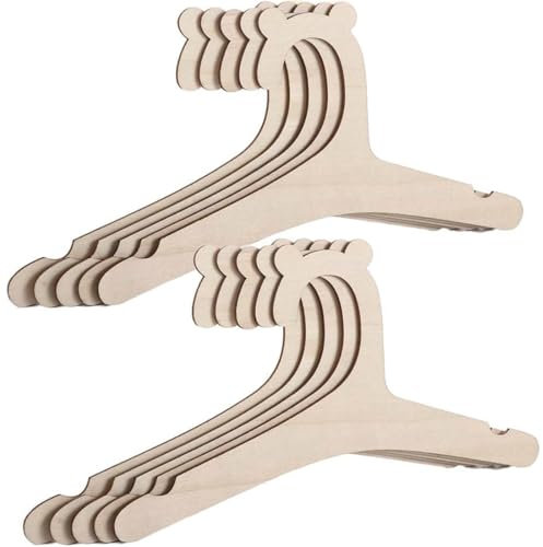 GGUFAY 10 Perchas de Madera para Niños, Perchas para Bebés y Perchas Infantiles, Con Estilo Sencillo y Firme, Ideales para Colgar la Ropa de los Pequeños