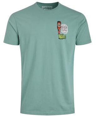 Weird Fish Beer Offisher Back Print Artist T-Shirt Mineral Blue Size XL