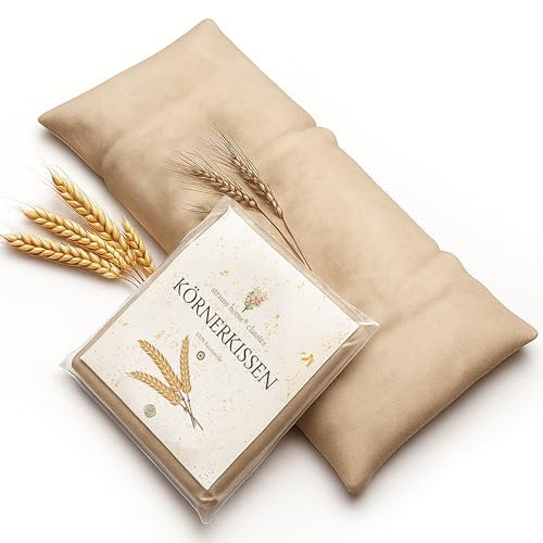 Strauss Home® Körnerkissen groß – Mikrowellengeeignetes Wärmekissen gegen Verspannungen in Nacken, Schultern und Rücken – natürliche Weizenkörner – 20x50 cm (50x20cm, 2, stück)