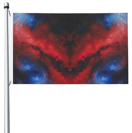 Bandiera rossa blu con galassia per interni ed esterni, decorazione per la casa, primavera, estate, autunno, inverno, double face