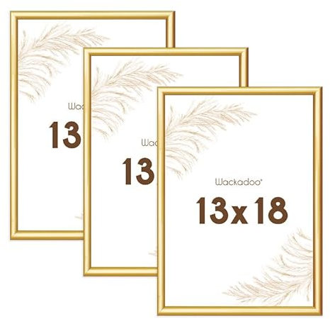 Wackadoo Bilderrahmen 13x18 Gold 3er Set Fotowand Fotorahmen aus leichtem Kunststoff mit Glas Picture frame Poster