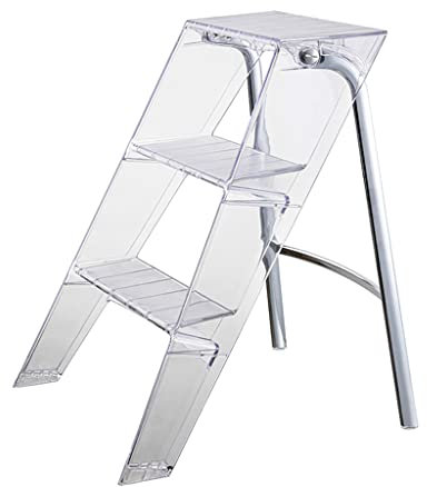 Trittleiter – Dreistufiger Acryl-Anti-Rutsch-Hocker, tragbar und stabil mit 150 kg Tragkraft