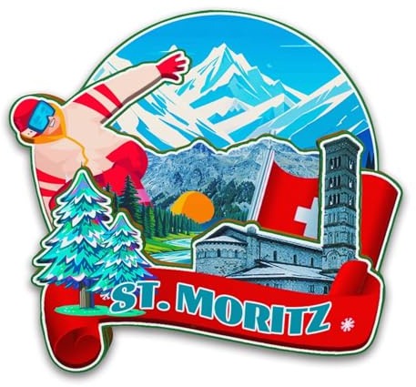Orlybar Kühlschrankmagnet aus Holz, Motiv: St. Moritz Schweiz, 3D-Sehenswürdigkeiten, Reise-Sammlerstück, Souvenirs, Dekoration, handgefertigter Kühlschrankmagnet -6197