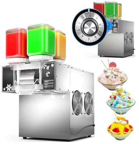 Macchina per ghiaccio tritaghiaccio elettrica automatica – Macchina per ghiaccio tritato ad alta capacità 120 kg/24 ore con velocità regolabile e 4 opzioni di gusto – Perfetta per casa