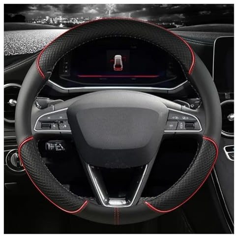 Lenkradschoner Für Seat Für Ibiza 6L 6J 6P 6F KJ1 Für FR Auto-Lenkradabdeckung PU-Leder Rutschfestes Autozubehör Auto Lenkradbezug(O Red)