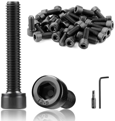 TXXATX M6x45 mm Schrauben Schwarz 38 Stück Zylinderschrauben M6 Innensechskant DIN 912 Zylinderkopfschrauben Kohlenstoffstahl Sechskantschrauben Vollgewinde Inbusschrauben für Maschinen Möbelreparatur