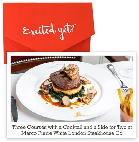 Red Letter Days Three Course Meal with a Cocktail and a Side for Two at Marco Pierre White London Steakhouse Co, Foodie Dining Gift Experience