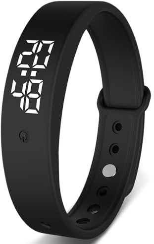FOGARI Vibrationswecker Erinnerungsuhr Vibrationsalarm Erinnerung Uhr bis zu 10 persönliche Alarme oder Pillenerinnerungen pro Tag (Schwarz)