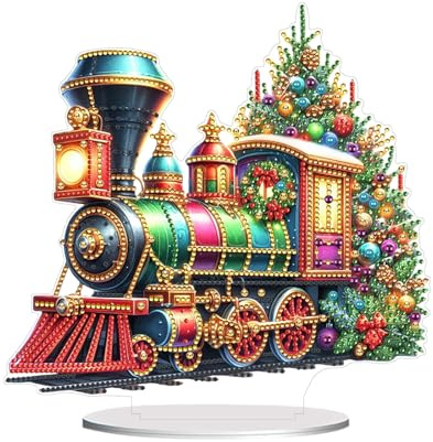 Abillyn Diamant-Malerei mit Weihnachtszug, Tischdekoration, DIY, 5D-Diamant-Kunst, Ornament, Basteln für Heim-Desktop-Dekor (Zug 1)