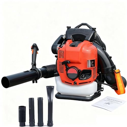 CUTANGELAR Cordless 4-Stroke Gasoline Leaf Blower Backpack, 125cc Gas Engine 9.5kg Design with 12HP,Lightweight and Adjustable for Efficient Du-st, Leaf, and Snow Blowing in Lawns(Red)