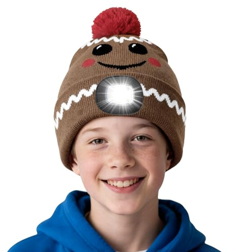 AWSOLAR Weihnachts Mütze mit Licht Kinder, Mütze Mit LED Licht Kinder und Erwachsene