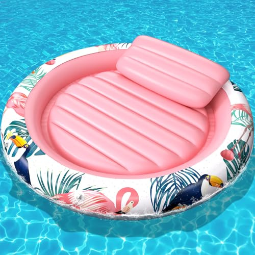 LUVTOY Große Luftmatratze Pool mit abnehmbarem Kissen und Cup Holders, Luftmatratze Wasser für Erwachsene und Kinder, mehrzweck Wasserhängematte Strandlounge-Raft, Pool Spielzeug für See-Pool-Party