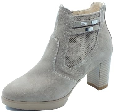 Nero Giardini E615081D Velour Creta Tronchetti Eleganti per Donna in Nabuk con Tacco Alto e Lampo
