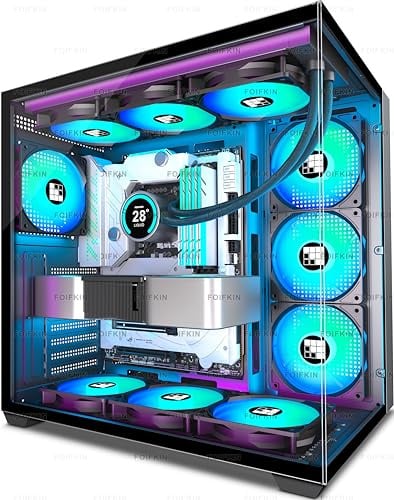 FOIFKIN F300 Case PC ATX con 7 ventole PWM ARGB,Case per PC Mid-Tower ad alto flusso d'aria,Case PC Gaming,Case ATX nero,Case computer Big Tower,Supporta Radiatore 360 mm,Type-C (RGB-Nero, F300)