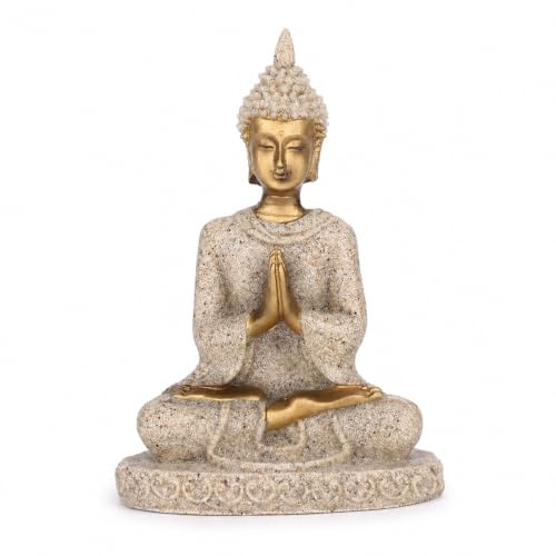 Direkame Buddha Sandstone Statue, Mini Zen Monk Feng Shui Decor Sculpture, Meditation Buddha Statue, Buddha Figurine for Home Office Decor