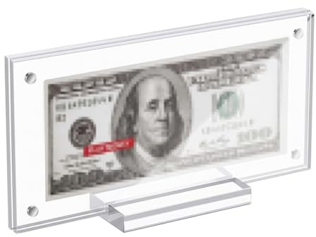 Acryl Bilderrahmen Schaukasten Bilderrahmen Acryl Display, Stabiler Standrahmen für Banknoten Fotos und Sammlerstücke, Transparentes Präsentiergerüst 18,5 x 9 cm für Home und Büro