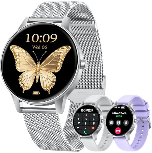 Reloj Inteligente Mujer Smartwatch con Llamada：1.27 TFT Smart Watch 280mAh Bluetooth IP68 Impermeable con Frecuencia Cardíaca SpO2 Sangre Presión Arterial Monitor Sueño 110+Deportivo para Android iOS