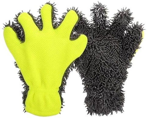 Guanti Lavaggio Auto Per Detailing – 2 Pezzi 5 Dita Microfibra Chenille Forte Assorbimento & Anti Graffio | Guanti Pulizia Autoveicolo Moto Camion Ruote Esterno