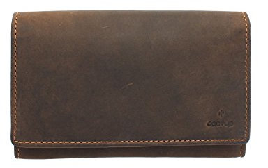 Cactus Oiled Leather Purse with RFID Protection 3322_81 Brown
