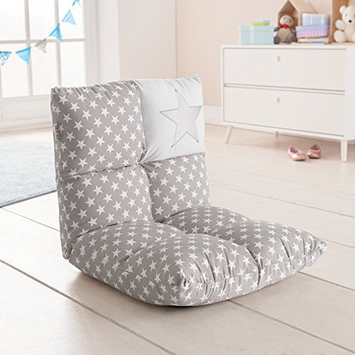 howa 2 in 1 Kindersessel + Kinderliege - Lehne 6 Fach verstellbar 8602 grau/weiß