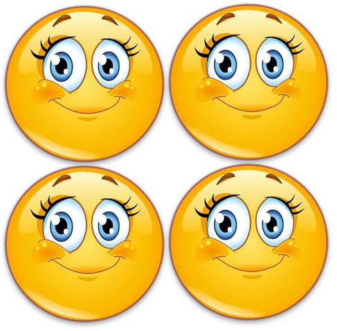 4er Set Smile-Aufkleber Wimpern I kfz289 I rund Ø 5 cm I Süße Sticker für Smartphone Laptop Notebook Roller Auto I wetterfest