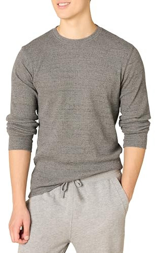Amazon Essentials Men's Slim-Fit Long-Sleeve Waffle Shirt, Charcoal, XXL