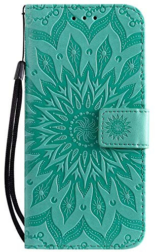 Reevermap iPhone SE 2022 Case iPhone SE 2020 Case iPhone 8/iPhone 7 Case PU Leather Cover for iPhone SE 3rd Gen/SE 2020/8/7, Protective Wallet Flip Magnetic Mandala Bumper with Kickstand, Green