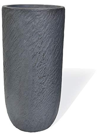 Köhko® Blumenkübel Pflanzkübel aus Fiberglas Pflanzübertopf ø24xH49 cm Anthrazit Rund Übertopf