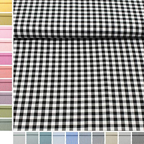 MAGAM-Stoffe Mona Vichy-Karo groß Baumwollstoff Oeko-Tex Meterware 50cm (20. Schwarz)