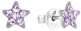 Amor Ohrstecker 925 Sterling Silber Mädchen Kinder Ohrschmuck, mit Kristallglas, 0,6 cm, Silber, Stern, Kommt in Schmuck Geschenk Box, 2036522