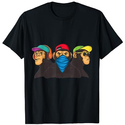 3 Affen Graffiti Design - nichts hören, sehen, sagen T-Shirt
