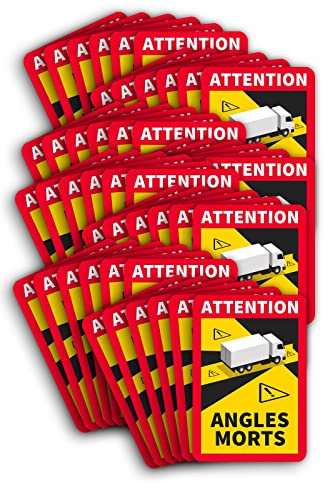 100 Stück Attention Angle Morts für LKW und Wohnwagen 25 x 17 cm Premium Aufkleber Sticker Hinweiszeichen Schild toter Winkel Frankreich mit UV Schutz speziell für Außenbereich von STROBO