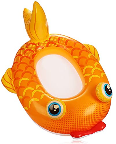 COM-FOUR® Schwimmfigur im Goldfisch Design - Gummiboot aufblasbar für Kinder - Luftmatratze für Badespass - Badefigur für Strand und Pool (oranger Goldfisch)