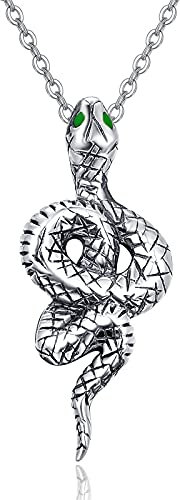 ZIPPICE Schlangenkette Silber 925 Sterling Silber Schlange Halskette Schlange Oxidierte Geschnitzte Gothic Schmuck Punk Geschenke für Damen Mädchen Mutter Tochter Männer Vater Herren