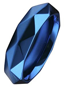 KnBoB 5.5MM Schmuck Herren Ringe, Blau Raute Poliert Edelstahl Verlobungsringe Eheringe Größe 65 (20.7)