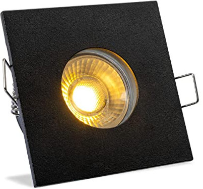 LongLife LED Einbauspot IP65 eckig - Abdeckring: schwarz - LED Leuchtmittel: GU10 5W warmweiß dimmbar LED Spot für den Außenbereich Feuchträume Badezimmer moderner Einbaustrahler Deckenspot
