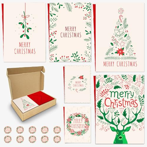 Weihnachtskarten für Wohltätigkeitsorganisationen 2024, 24 Stück, Vintage-Weihnachtskarten, Multipack für Familienmitglieder und Freunde, hergestellt in Großbritannien