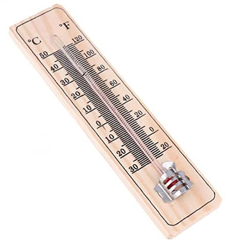 Fituenly Termómetro Recto para Interiores, Termómetro De Madera para Invernadero, Termómetro Colgado En Pared del Hogar para Garaje, Jardín Y Oficina