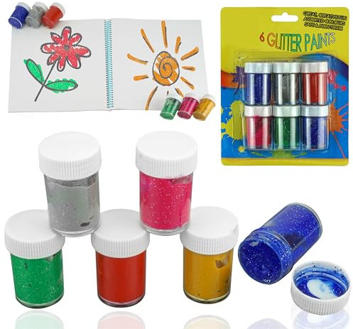 HOVUK Lot de 6 flacons de peinture acrylique à paillettes (25 ml) - Pigments riches - Peinture acrylique pour enfants et adultes - Projets d'art et d'artisanat