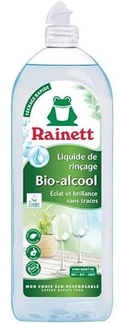 LIQUIDE DE RINÇAGE LAVE VAISSELLE ÉCO À L'ALCOOL BIO BRILLANT 780ML, RAINETT, LOT DE 3