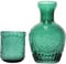 Bedside Water Carafe Glass Set with Tumbler,maxant Vintage Nightstand Glass Carafe 1200ml Glass Pitcher Hot Cold Beverage Water Carafe Water Jug for Bedroom Bathroom Dining and Picnics (Green)