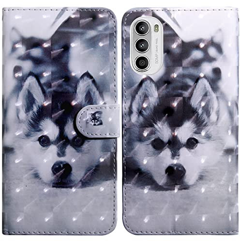 Rapuled Funda para Motorola Moto G52, Funda Tapa Libro para Motorola Moto G52, Protector Carcasa Plegable de Cuero PU Magnético, Soporte Móvil, Funda Protectora con Ranura para Tarjeta (Perro)
