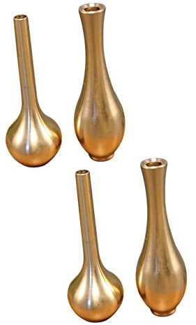 Cabilock 4 Stück Vase Aus Reinem Kupfer Einzelne Blumenvase Inhaber Eines Neujahrs-Arrangements Buddhistische Trockenblumenvase Vintage-arrangementtopf Messing Kleine Knospe Schreibtisch