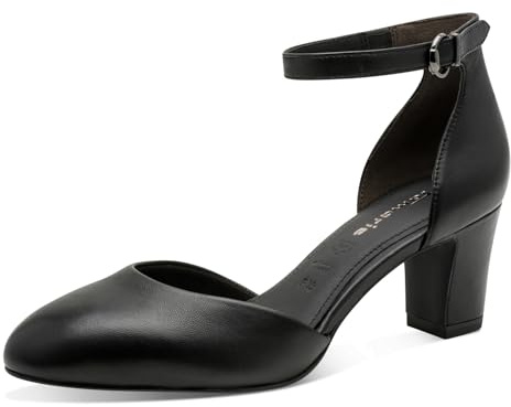 Tamaris Escarpins femme à talon bloc cuir noir 39 EU