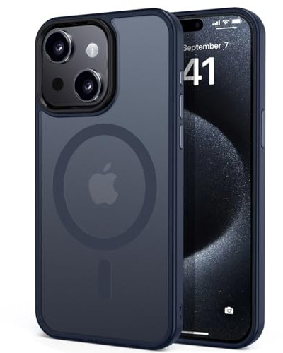 tigratigro Cover Magnetica per iPhone 15 Plus, Compatibile con MagSafe, Custodia Traslucida Opaca Posteriore Sottile Antiurto Protettiva Case, Protezione Antiurto di Grado Militare, Blu Profondo