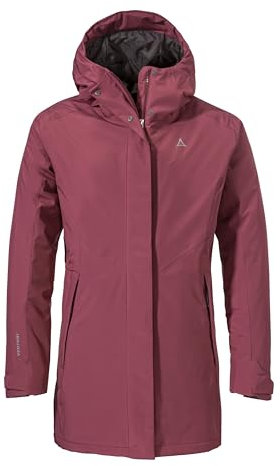 Schöffel Damen Parka Style Froda WMS, atmungsaktiver, wasserdichter Parka mit 2-Wege-Stretch, leichte Outdoorjacke mit verstellbarer Kapuze, acai, 34
