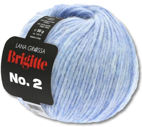 Frida's Wollhaus Lana Grossa 50 g Brigitte No. 2 Netzgarn Wolle Garn Alpaka Baumwolle 46 Farben (23 | Hellblau)