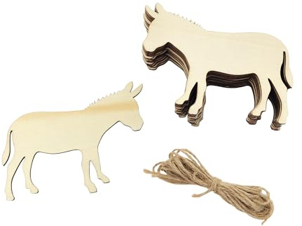 30 Stück 10,2 cm große Holz-Esel-Ausschnitte, unlackiert, Tier-Esel-Hängeornamente, DIY, Tier-Esel, Geschenkanhänger für Zuhause, Party, Dekoration, Bastelprojekt
